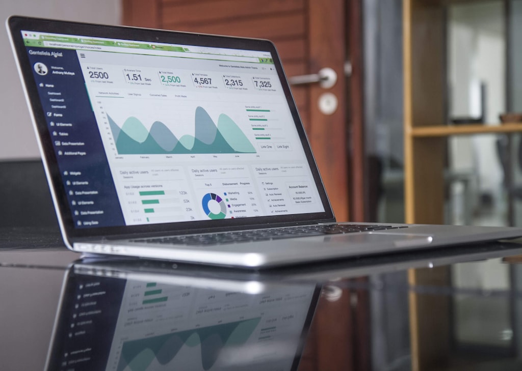 Professional looking at business analytics dashboard