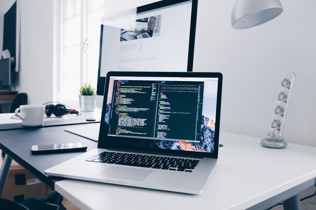 Content creation workspace with camera and computer